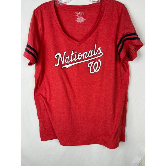 Womens XL Washington Nationals V Neck T Shirt - Red NWOT - Picture 3 of 6